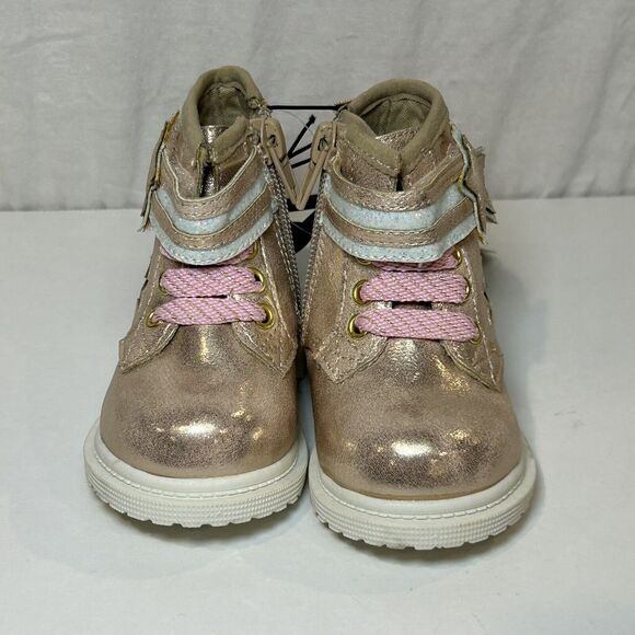 Wonder Nation Baby Girl Star Combat Boots Pink Sparkle Toddler Size 2 NWT - Picture 2 of 7